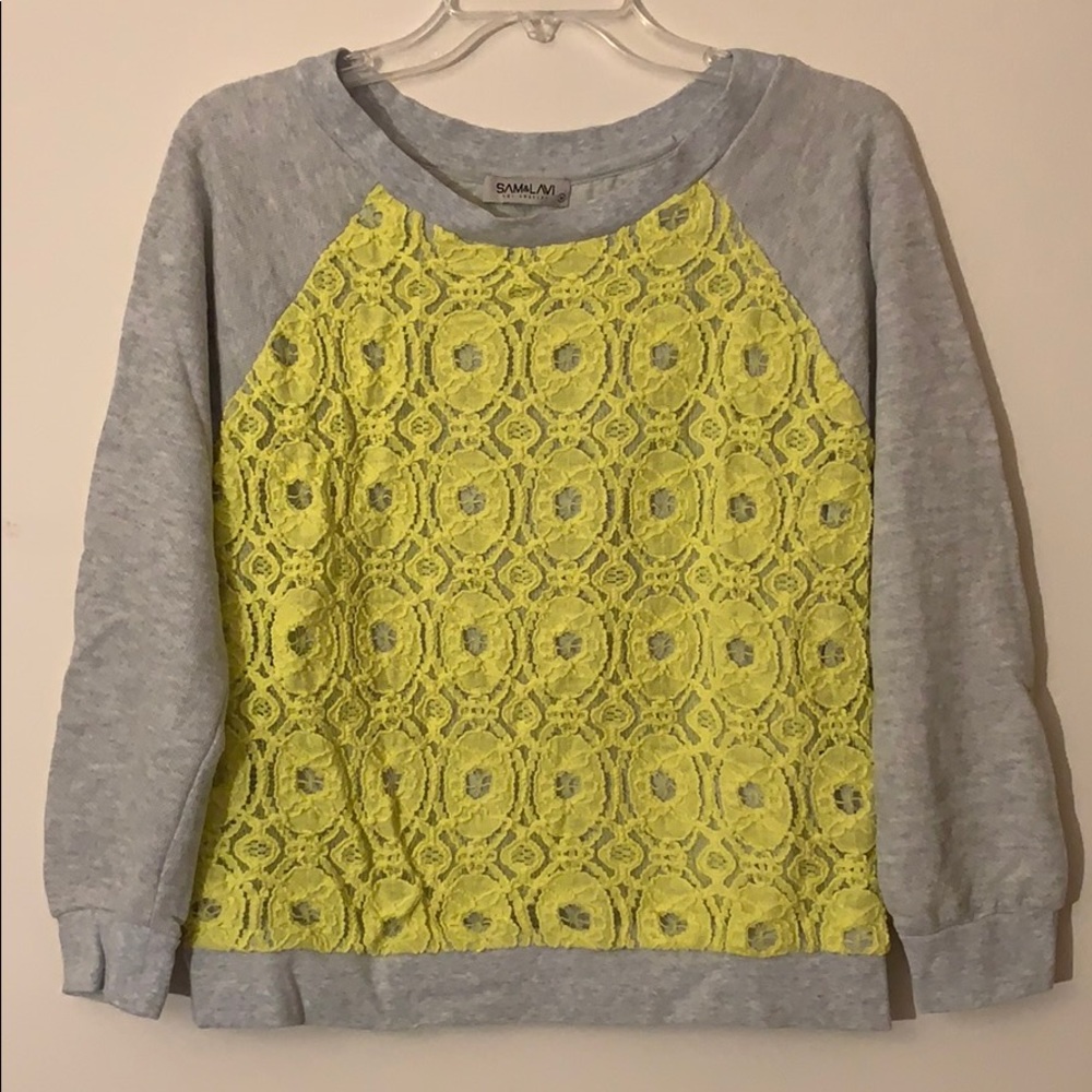 Anthropologie sweatshirt w/ yellow knit design